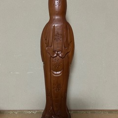 木彫り観世音菩薩　アンティーク仏像　置物の画像