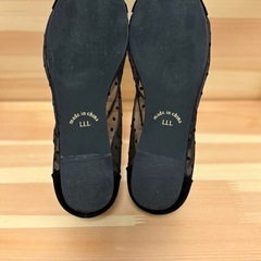 シースルー　パンプス　フラットシューズ　3Ｌ　25.5　水玉　ブラック　黒の画像