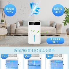 【新品未使用】除湿機 小型 じょしつき 大容量 デュアルコア除湿機 静音 強力除湿 衣類乾燥の画像