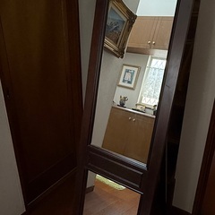 【ヴィンテージ風丨木枠スタンドミラー】の画像