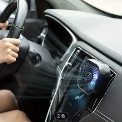 【新品】スクエア 小型扇風機 車用 エアコン口取付型 風量3段階...