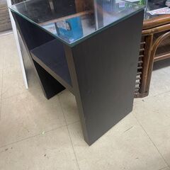 サイドテーブル　No.3987　ガラステーブル　ダークブラウン　【リサイクルショップどりーむ荒田店】の画像