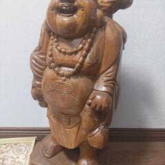 布袋さん木彫り彫刻置物の画像