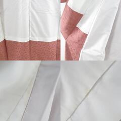 色無地 袷 エンジ色 地紋入り 一つ紋 揚羽蝶紋 正絹 広衿 仕立て上がり着物 身丈160.5cm 【キモノオフ野々市若松店】の画像