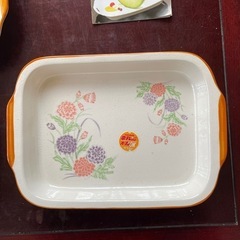 花柄陶器食器セット 5枚入り フォーク付き 電子レンジOK プレートの画像