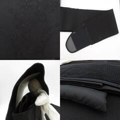 名古屋帯 作り帯 付帯 正絹 喪服用 ブラック モノトーン 黒色 向かい鳳凰文様 仕立て上がり 着物帯 きものやまと ワンタッチ帯 【キモノオフ野々市若松店】の画像