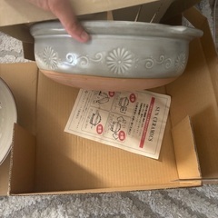 中華鍋 グレー 花模様 陶器製の画像