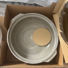 中華鍋 グレー 花模様 陶器製の画像
