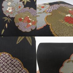 名古屋帯 作り帯 付帯 正絹 金糸 雪輪に花紋様 黒色ｘ金色ｘ多色 仕立て上がり 着物帯 きものやまと ワンタッチ帯 【キモノオフ野々市若松店】の画像