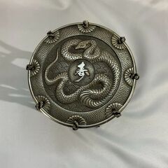金属製 蛇 壽 福 太鼓 置物 縁起物の画像