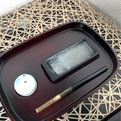 配送可能　硯箱　木製　書道具　文房四宝　古道具　アンティーク　工芸品　硯　筆 の画像