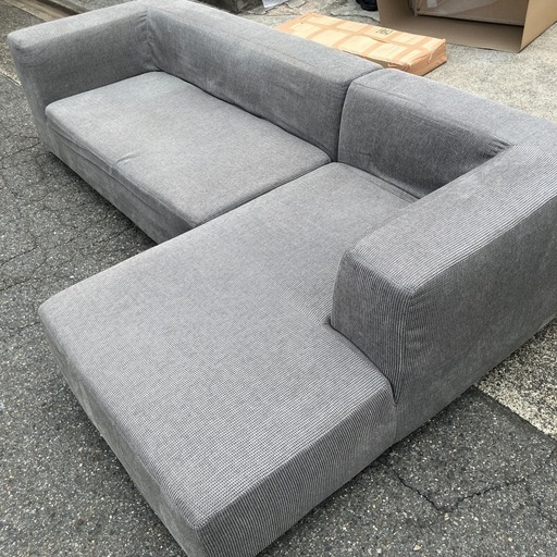 ?️パモウナ【お買い得?】高級ブランド家具　カウチソファ　国産メーカー 三人掛け　3人掛け　L字ソファ　グレー　家具　ソファー　インテ