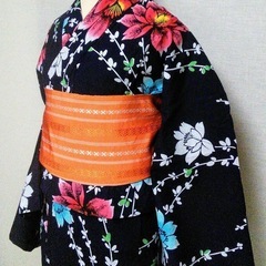 浴衣ぷちレンタル単品¥1000 本仕立て藍染め芍薬