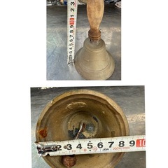 No1 当時物　ハンドベル　呼び鈴　呼鈴　鈴　チャイム　木製　真鍮製　アンティーク　ヴィンテージ　骨董品　高さ約150mm 幅約85mmの画像