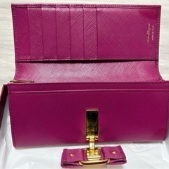 ★ Salvatore Ferragamo ピンク 長財布 リボン フェラガモリボン付き　財布　ウォレットの画像