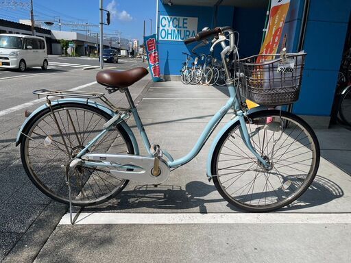 【大人用】整備済中古自転車 ブリヂストン 26型エコロ 水色 <自転車のオオムラ 静岡店>