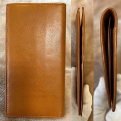 GUCCIグッチ札入れロングウォレット二つ折り長財布さいふサイフメンズレディース レザー牛革ブラウン茶色ユニセックス小銭入れ無しの画像