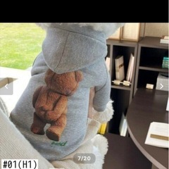 春秋冬ペットパーカーTEDベア柄小型犬巾着セーター灰色パーカーの画像