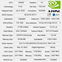 GIGABYTE GEFORCE RTX 5090 グラフィックボードの画像