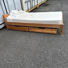 無印良品 木製シングルベッド 引き出し収納付き  Wooden Single Bed with Drawersの画像