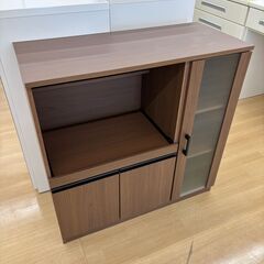 ★ジモティ割引あり★【リユースのサカイ野々市店】レンジ台 ニトリ 茶 W(幅)90×D(奥行き)39.5×H(高さ)89cm ※クリーニング済みの画像