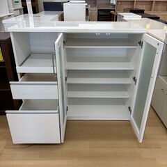 【リユースのサカイ野々市店】レンジ台 ニトリ ホワイト W(幅)119.5×D(奥行き)50.5×H(高さ)101.5cm ※クリーニング済みの画像