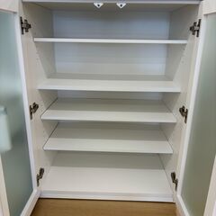 【リユースのサカイ野々市店】レンジ台 ニトリ ホワイト W(幅)119.5×D(奥行き)50.5×H(高さ)101.5cm ※クリーニング済みの画像