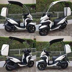 【普通免許仕様もOK】ルーフ付トリシティ125ブルーコアSEC1J 極低走行2千km台 専用BOX 自賠責保険付8年3/24★TRIX★の画像