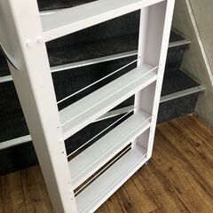 トールワゴン 隙間収納 ハイタイプ 幅10cm ホワイト💳自社配送時🌟代引き可💳※現金、クレジット、スマホ決済対応※の画像