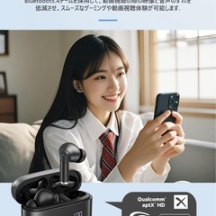 【新品】ワイヤレスイヤホン Bluetooth5.4搭載／38時間再生／Type-C急速充電の画像