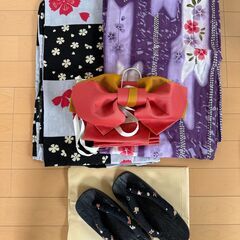 ③浴衣（2枚組）と帯、草履のセット