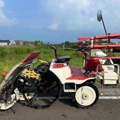 ヤンマー 5条植え　セル付き　高速乗用田植機 12馬力　VP5C コンパクト　自動水平　UFO パワステ ロータリー式 HST すこやかペダリスト  田植え機　宮崎　簡易始動動画ありの画像