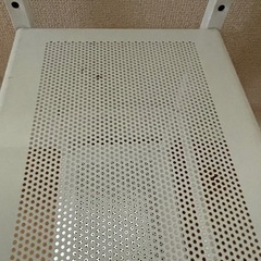 コンパクト デスク ガラス天板 収納棚 白   の画像