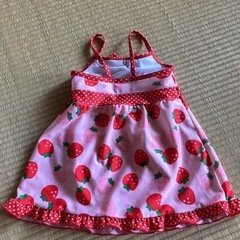 いちご柄ワンピース水着  100cmの画像