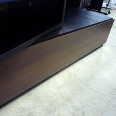 伸縮式 テレビ台 TV台 ブラック×ブラウン 幅約100～約155.5cm 中古 札幌市東区 新道東店の画像