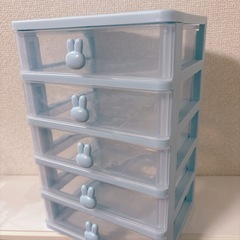 引き出し　デスク上収納　うさぎ　水色　5段の画像