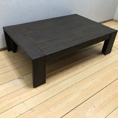 120cm 座卓 ローテーブル 4人 うづくり 和室 ダメージ ビンテージ風 木製 和風 ちゃぶ台 アカシア エスニック ダイニング リビングテーブル 家具 ウッドダイニング 【糸島市内 送料無料】88205-2-005の画像