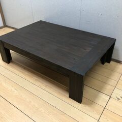 120cm 座卓 ローテーブル 4人 うづくり 和室 ダメージ ビンテージ風 木製 和風 ちゃぶ台 アカシア エスニック ダイニング リビングテーブル 家具 ウッドダイニング 【糸島市内 送料無料】88205-2-005の画像