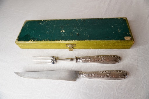 フランス シルバープレート アンティーク 肉切り用大型フォーク