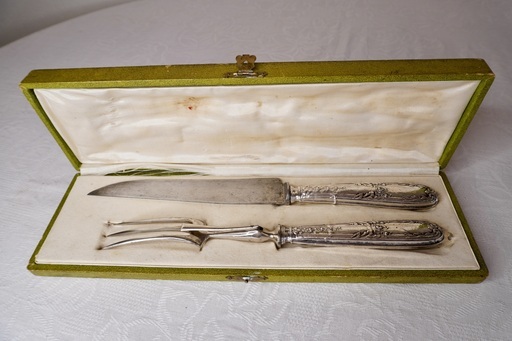 フランス シルバープレート アンティーク 肉切り用大型フォーク