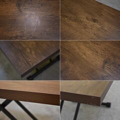 ≪zyt2329ジ限≫ ヴィンテージ風プリント天板 昇降テーブル 幅120cm 奥行80cm 高さ70cm 武田コーポレーション T7-GDT120BR ブラウン系 おしゃれ/ブルックリン/中古家具/宮城県仙台市 70707-10の画像