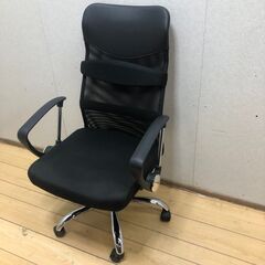 タンスのゲン　デスクチェア H-935L-2R ブラック ひじ掛け キャスター付き  幅66奥行66高さ107-114㎝ 使用感少 ワークチェア オフィスチェア デスクチェア 回転チェア 腰サポートバー メッシュ ハイバック アームチェア 低反発 250710-7-①の画像