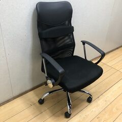 タンスのゲン　デスクチェア H-935L-2R ブラック ひじ掛け キャスター付き  幅66奥行66高さ107-114㎝ 使用感少 ワークチェア オフィスチェア デスクチェア 回転チェア 腰サポートバー メッシュ ハイバック アームチェア 低反発 250710-7-①の画像
