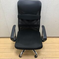 タンスのゲン　デスクチェア H-935L-2R ブラック ひじ掛け キャスター付き  幅66奥行66高さ107-114㎝ 使用感少 ワークチェア オフィスチェア デスクチェア 回転チェア 腰サポートバー メッシュ ハイバック アームチェア 低反発 250710-7-①の画像