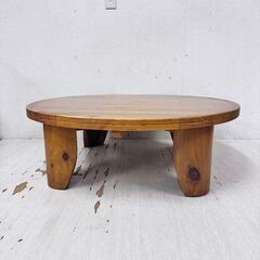 24635 座卓 ちゃぶ台 円形ローテーブル 昭和 レトロ 折りたためる