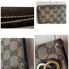 GUCCI グッチ ラブリーハート 二つ折り 長財布 GG柄　キャンバス　レザー レディス　小銭入れ　中古の画像
