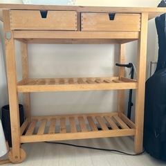 IKEA 木製キッチンワゴン 2引き出し付きの画像