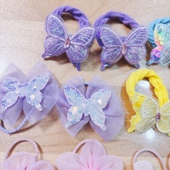 美品　キッズヘアゴム15個セット　バタフライ　お花の画像