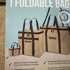S863/コストコ サスティナブル ジュート クーラーバッグ (60L, 45L, ポケットバッグ)　保冷パック　食料品の買い物、旅行、アウトドアの画像