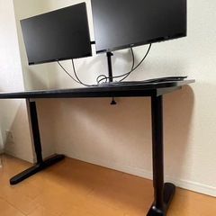 iiyama モニター付き IKEA 昇降デスク 黒 の画像